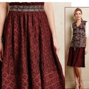 Anthropologie Diamond-Cut Midi Skirt by Maeve Size 4